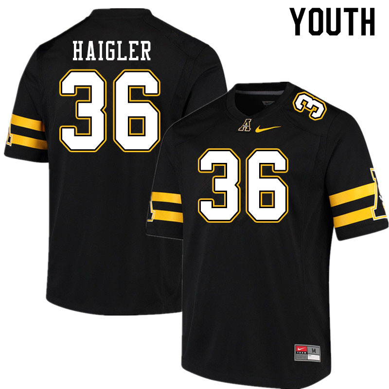 Youth #36 Kevon Haigler Appalachian State Mountaineers College Football Jerseys Sale-Black - Click Image to Close